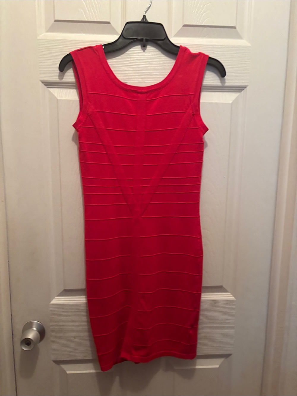 Kardashian Kollection Red Sleeveless Midi Bandage Dress